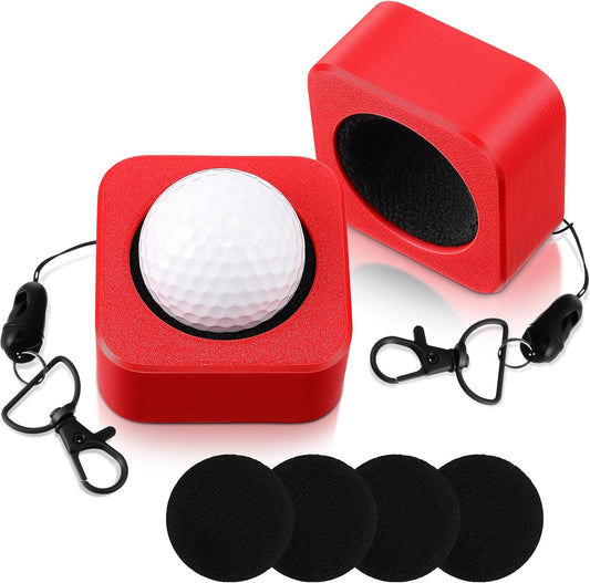 2 Pack Portable Golf Ball Cleaner, 3D Printed Magnetic Golf Ball Washer Tool, Clip on Accessories for Bag or Cart, 4 Pcs Removable and Replaceable Soft Microfiber Cloth, for Gift Giving
