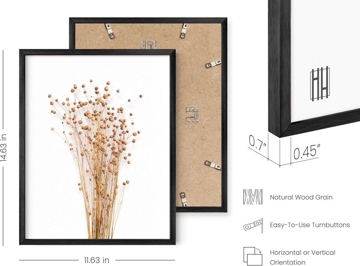 HAUS AND HUES Flower Wall Decor - Set of 4 Floral Wall Art Painting, Botanical Wall Decor, Botanical Wall Art, Floral Pictures, Flower Pictures (Black Aluminum Frame, 11x14)