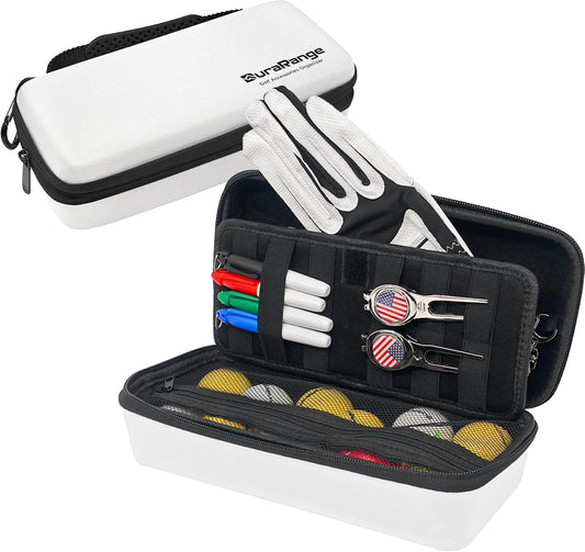 Golf Glove Holder Case with Glove Shaper - Portable Golf Accessories Organizer for Men & Women - Waterproof 900D Nylon, Large Capacity for Balls, Tees, Markers - Ideal Gift