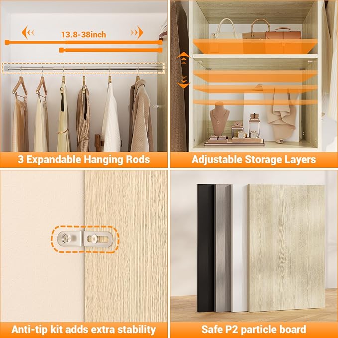 Homieasy 96 Inches Closet Organizer System, 8FT Customizable Walk In Closet - Image 7