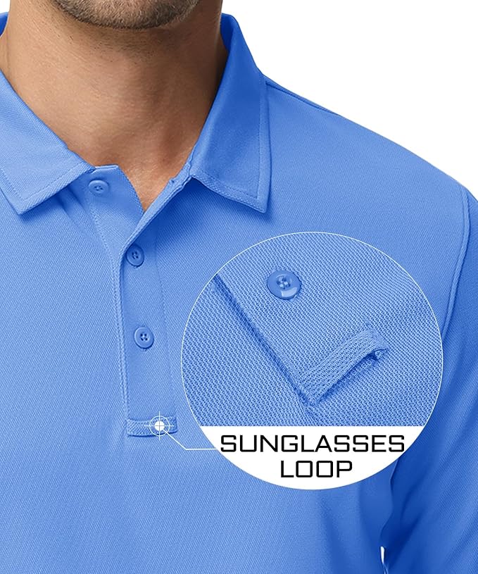 MAGCOMSEN Men's Polo Shirts 3 Button Quick Dry Performance Long Sleeve Tactical - Image 3