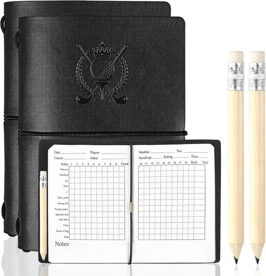 Archerest Golf Scorecard Book with Pencil, Waterproof Leather Golf Scorecard Notebook Log Journal Holder with Pages for Men Golfers, Sports and Outdoor Club Accessories