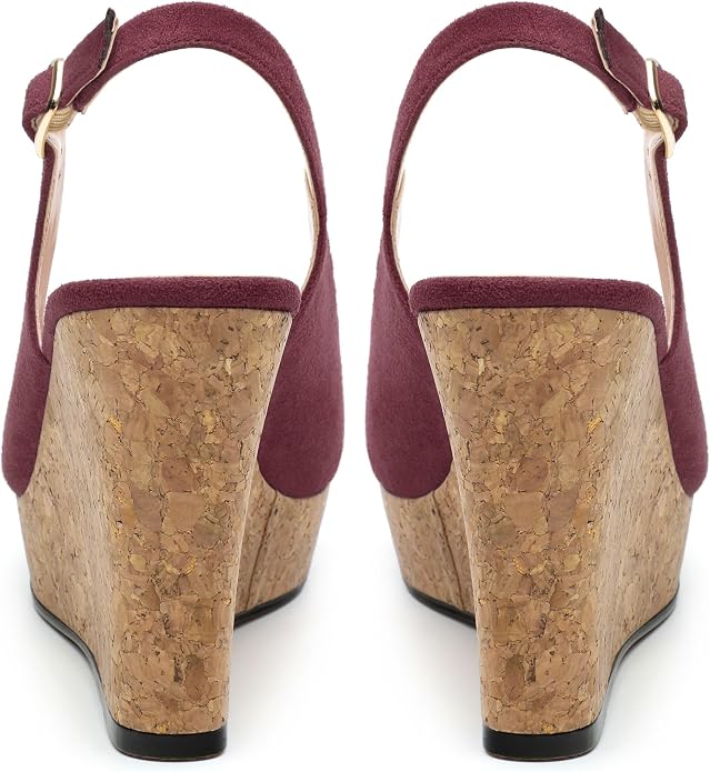 Womens Wedge Platform Sandals Peep Open Toe Slingback Buckle High Heel Dress - Image 4