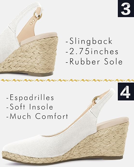Juliet Holy Womens Wedge Sandals Espadrilles Closed Toe Slingback Buckle Strap - Image 5