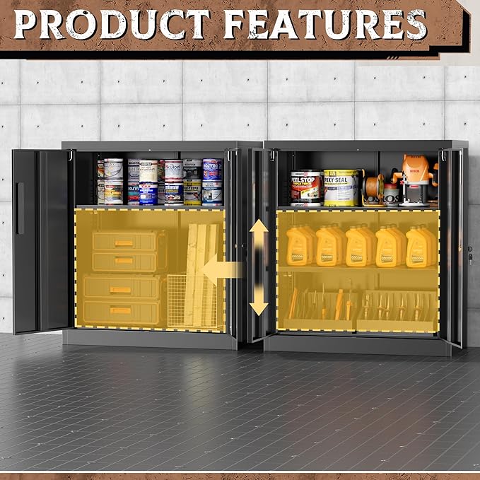 Incbruce 36” Metal Storage Cabinet, Locking Steel Storage Cabinet - Image 7