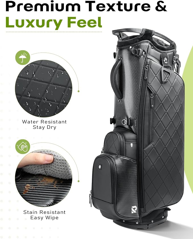 14 Way Golf Stand Bag, Full Length Dividers PU Leather Golf Bag - Image 4