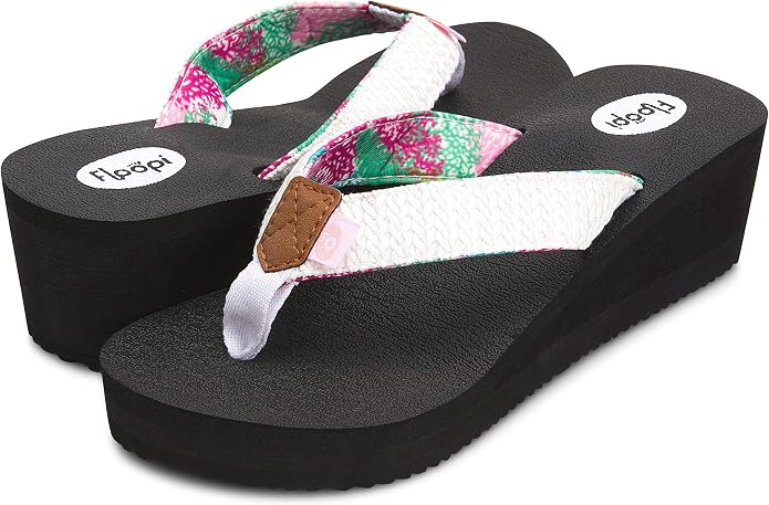 Floopi High Heel Wedge Sandals for Women-Comfort Yoga Mat Footbed for Support by Floopi