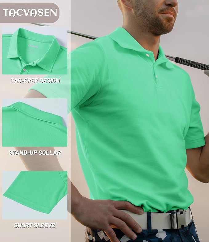TACVASEN Mens Golf Shirt Dry Fit Mens Polo Shirts Short Sleeve Performance Golf - Image 2