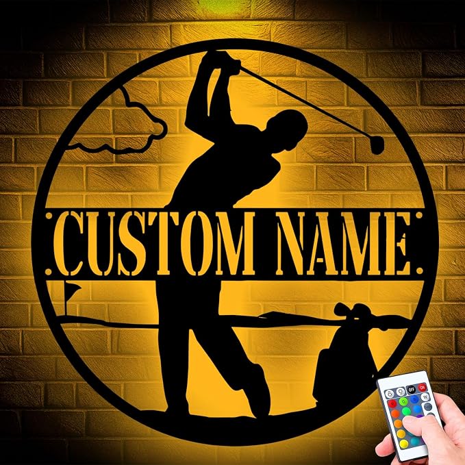 Custom Golf Golfing Metal Sign, Personalized LED Lights Wall Art, Unique Home - Image 4
