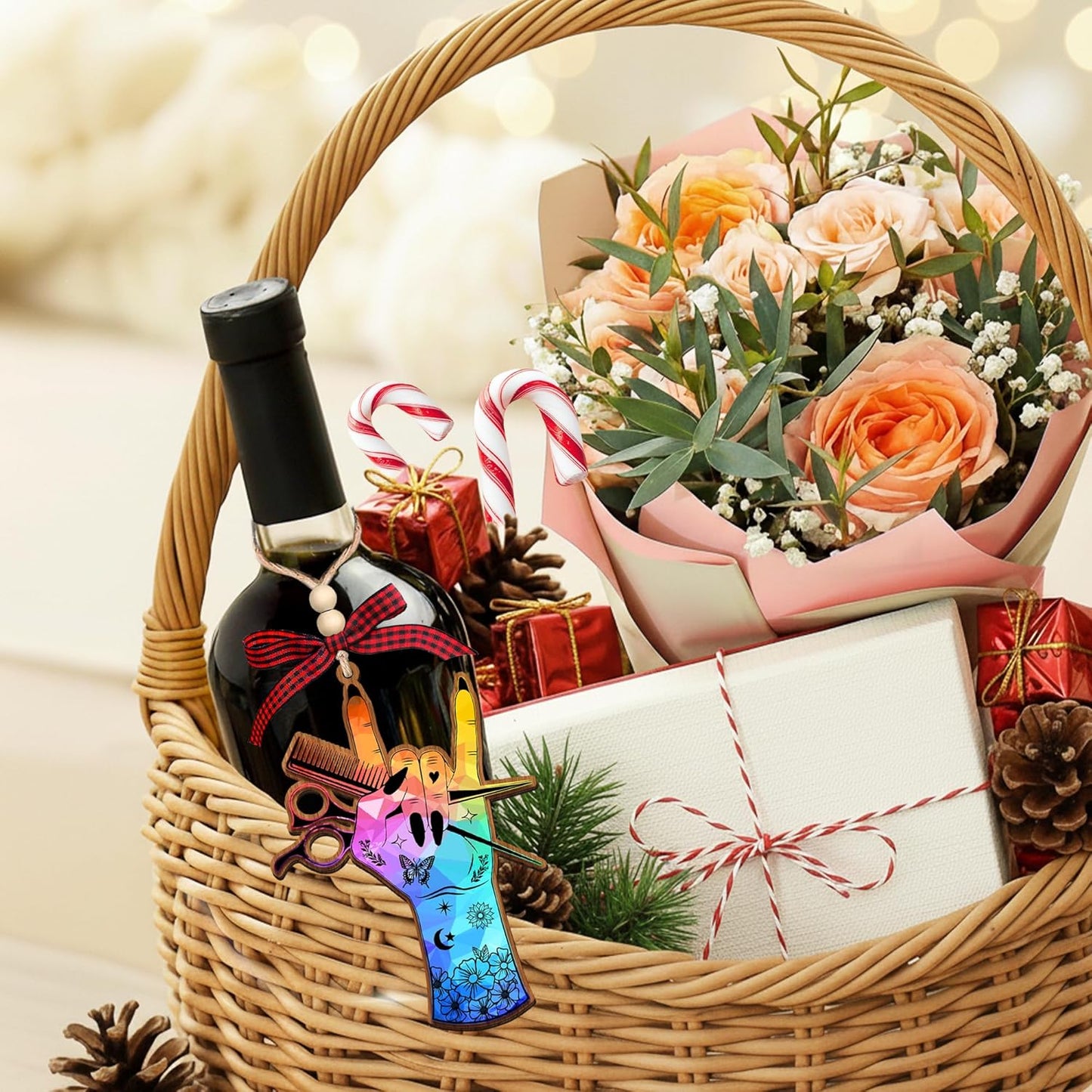 HEXMOZ Hairdresser Christmas Ornament 2025 - Gifts for Hairdressers, Hair Stylists, Female Barbers - Hair Dresser, Hairstylist, Beautician Gift for Women - Acrylic Wood Ornament