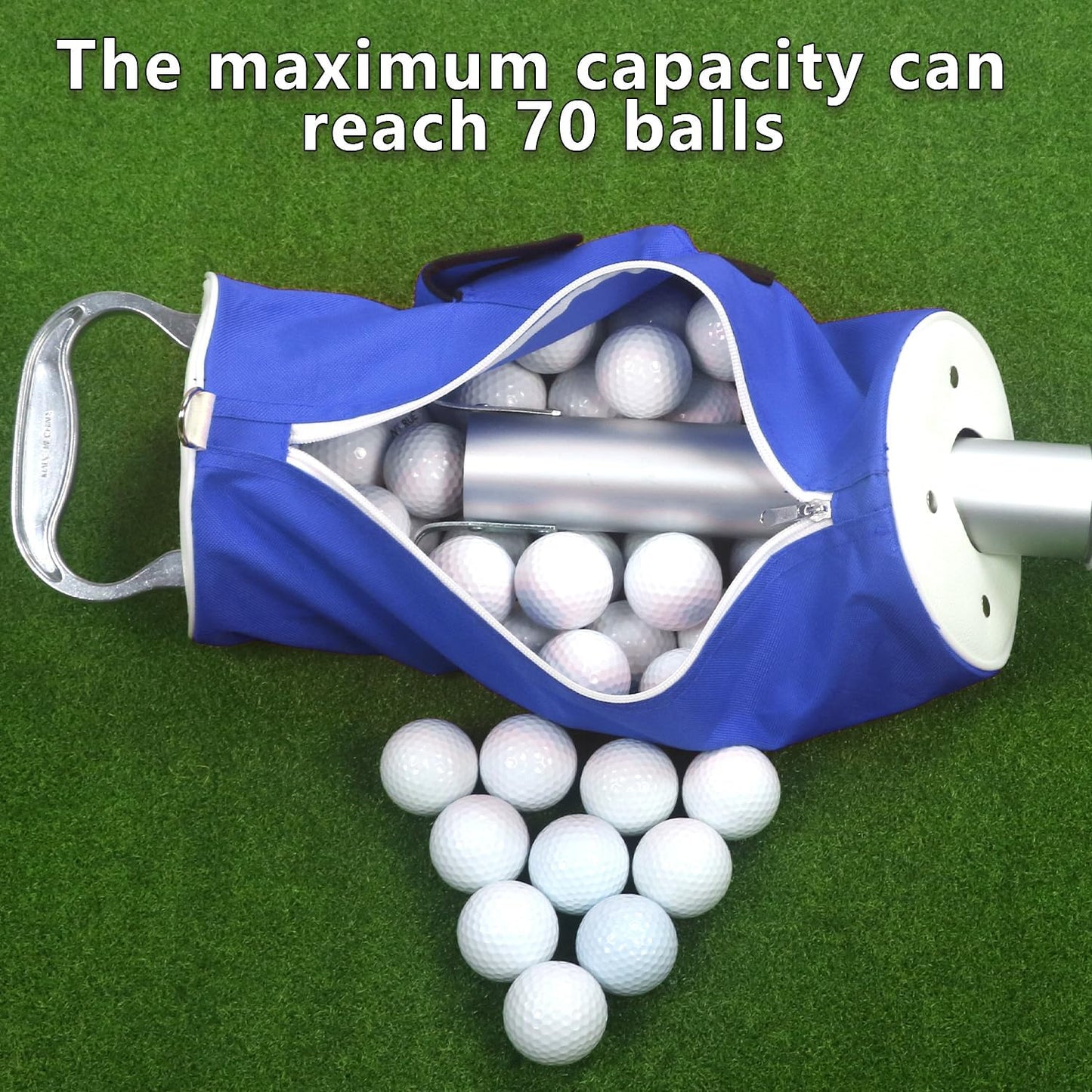 HOW TRUE Golf Ball Shag Bag with Aluminum Handle and Frame | Shag Bag for Golf Balls Golf Ball Retriever | Hold up to 70 Balls