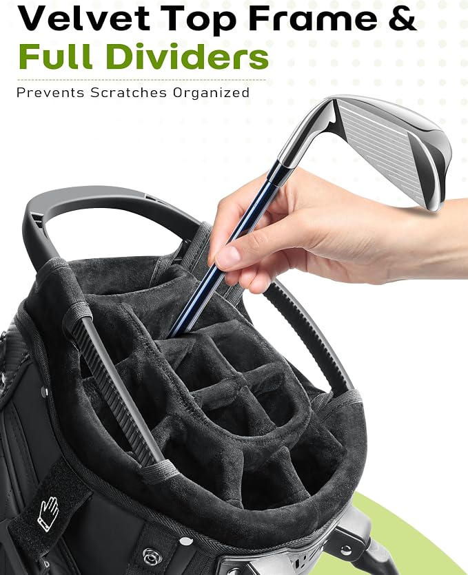 14 Way Golf Stand Bag, Full Length Dividers PU Leather Golf Bag - Image 3
