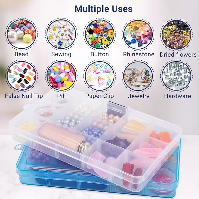 Cosics 10pcs Fake Nail Storage, 15-Grid Small Plastic Rhinestone Organizer Box - Image 4