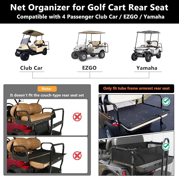 Golf Cart Cargo Mesh Organizer Compatible - Image 2