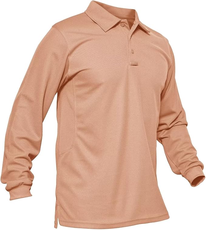 MAGCOMSEN Men's Polo Shirts 3 Button Quick Dry Performance Long Sleeve Tactical by MAGCOMSEN