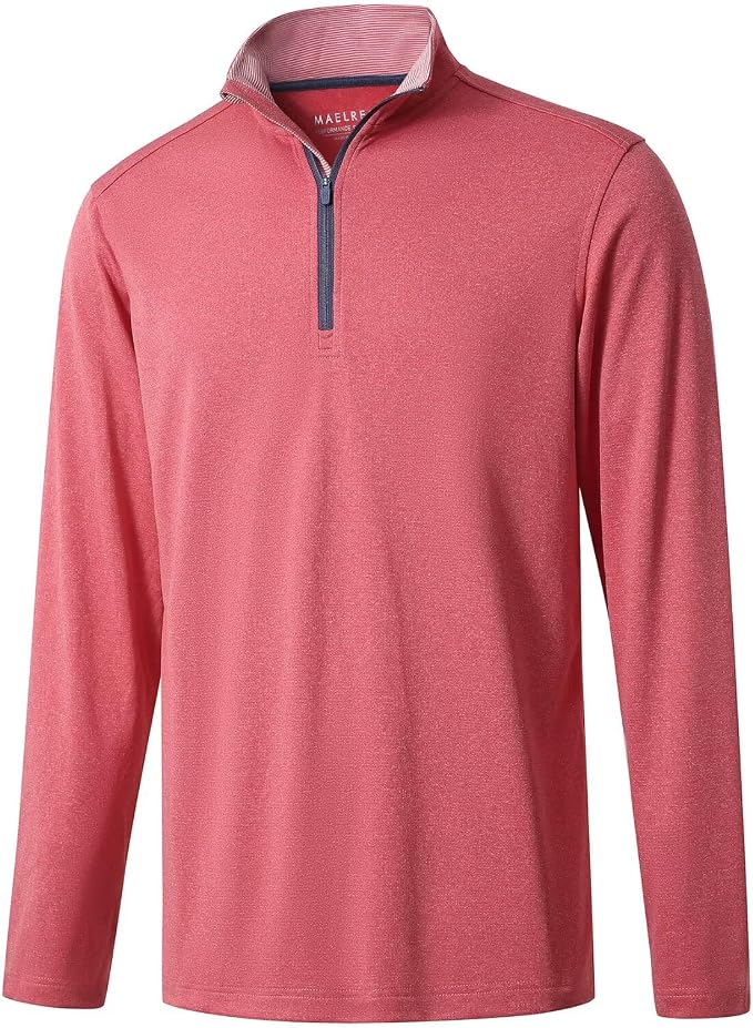 M MAELREG Quarter Zip Golf Pullover Men Dry Fit Long Sleeve Performance Wicking by MAELREG