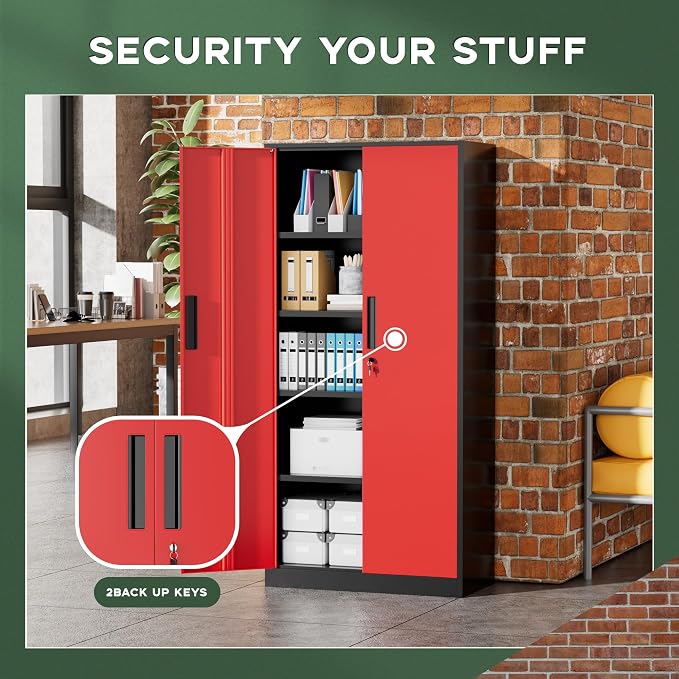 Greenvelly Metal Garage Storage Cabinet, Tall Cabinets - Image 7