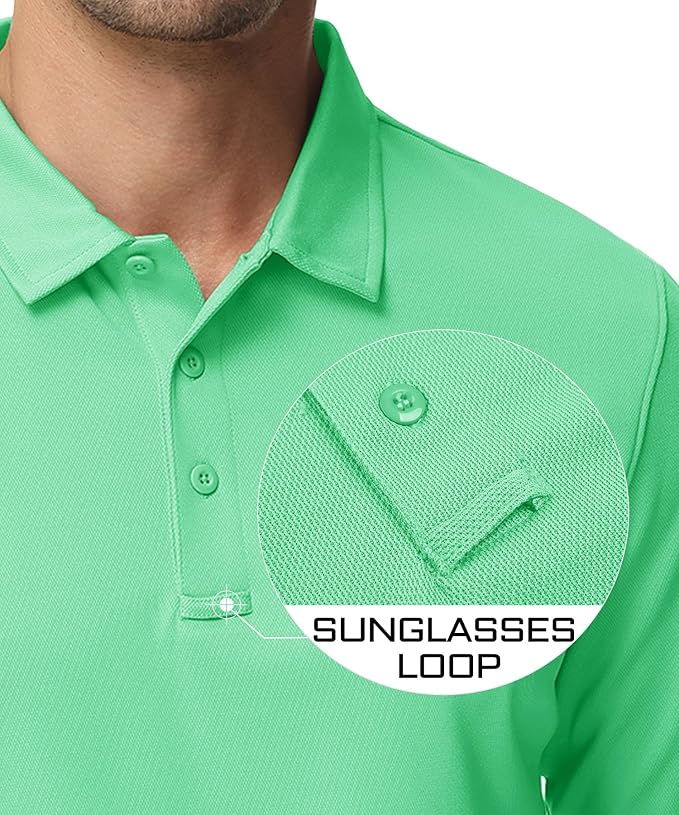 MAGCOMSEN Men's Polo Shirts 3 Button Quick Dry Performance Long Sleeve Tactical - Image 3
