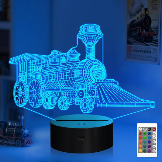 Attivolife Train 3D Gifts Lamp, Illusion Hologram Night Light with Timer Remote Control, 16 Colors Changing, Kids Bedroom Decor, Novelty Birthday for Train Model Collector, Girl Boy Men