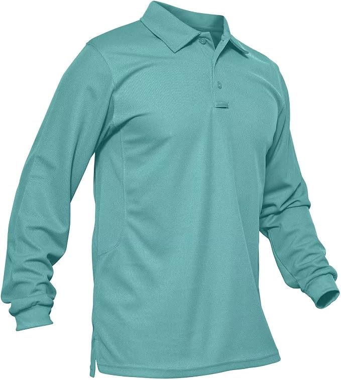 MAGCOMSEN Men's Polo Shirts 3 Button Quick Dry Performance Long Sleeve Tactical by MAGCOMSEN