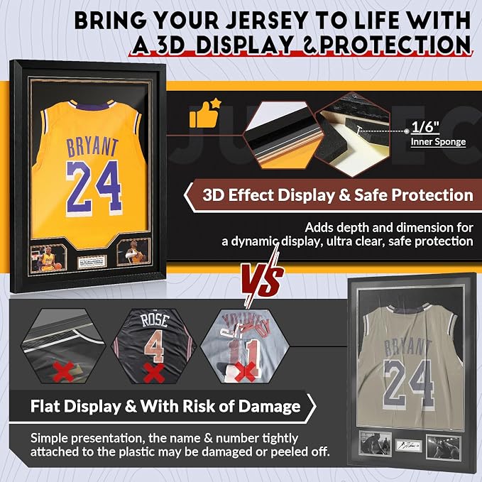 JupDec Jersey Frame Display Case, Large Clear Acrylic Shadow Box - Image 2