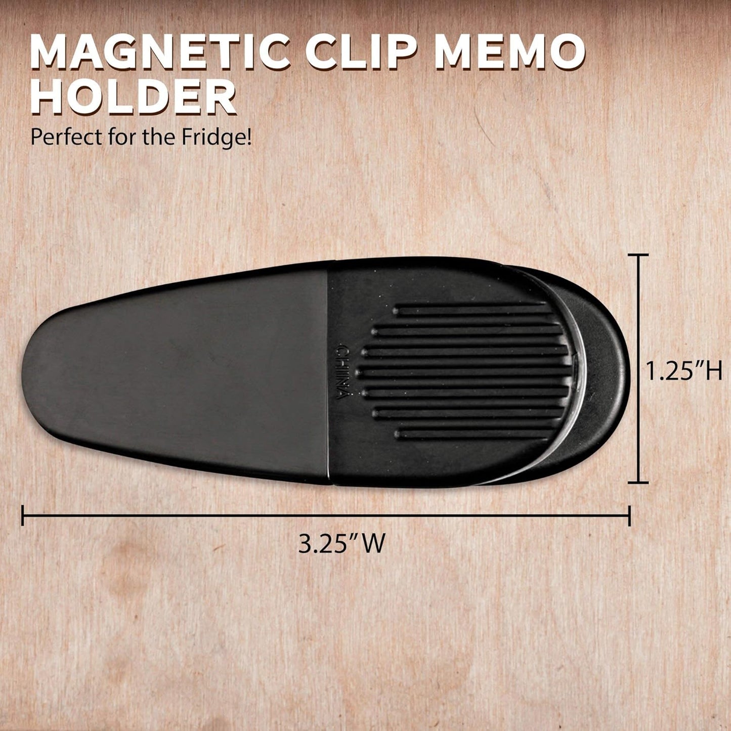 10 Magnetic Memo Holders Set - Large Clip, Plastic - Black