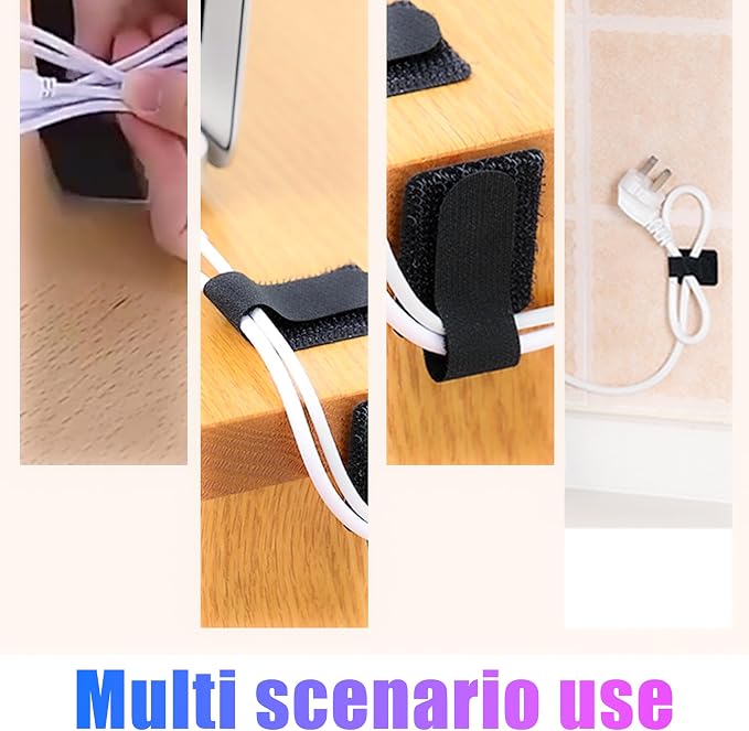 40+1 Hook and Loop Cable Ties, Sticky-Back Cord Organizer, Cable Clip, Self - Image 8