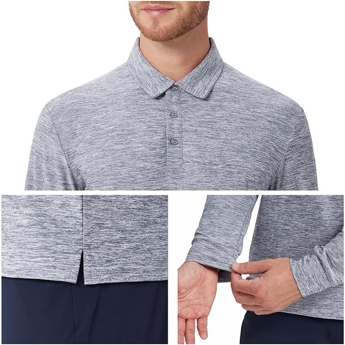 NAVISKIN Men's Polo Shirts Long Sleeve Golf Shirts - Image 5