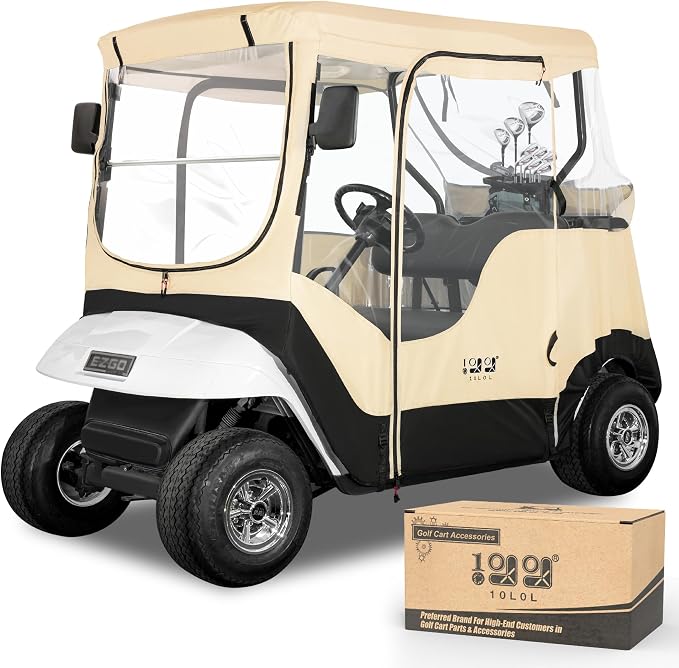 10L0L Golf Cart Enclosure Fit for 2 Passengers EZGO TXT RXV, 600D Waterproof by 10L0L