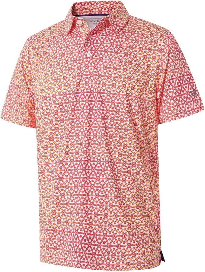 Golf Shirts for Men Dry Fit Short Sleeve Print Performance Moisture Wicking by MAELREG