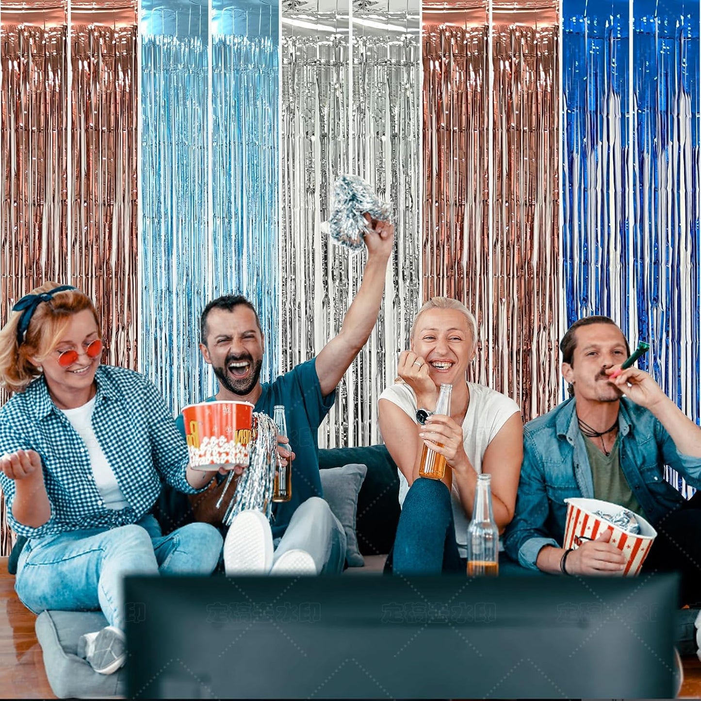 10 Pack Silver Foil Curtain Backdrop Metallic Tinsel Foil Fringe Curtains Photo Booth Props for Birthday Wedding Engagement Bachelorette Christmas Holiday Celebration Party Decorations Supplies