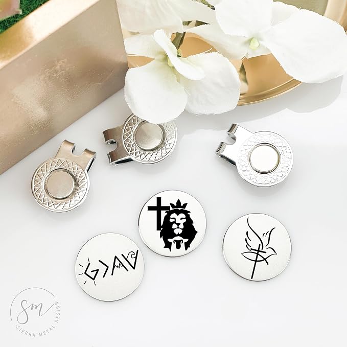 God Golf Ball Markers Set of 3 – Lion Lamb Cross, Dove and Cross-Golf Ball - Image 2