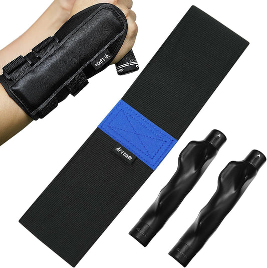 Golf Training Kit with Arm Band & Wrist Strap, Golf Swing Training Aid to Correct Wrist Angle and Develop Muscle Memory for Beginner Golfers