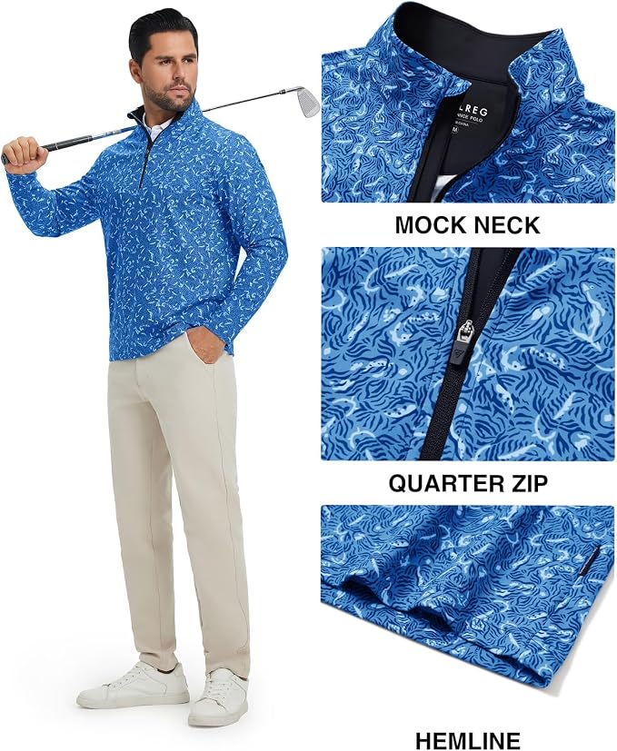 M MAELREG Quarter Zip Golf Pullover Men Dry Fit Long Sleeve Performance Wicking - Image 3