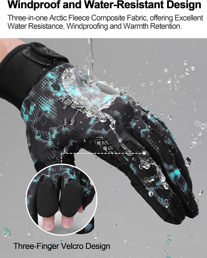 KUTOOK Winter Fishing Gloves for Men& Women Waterproof Glove Cold Weather - Image 2