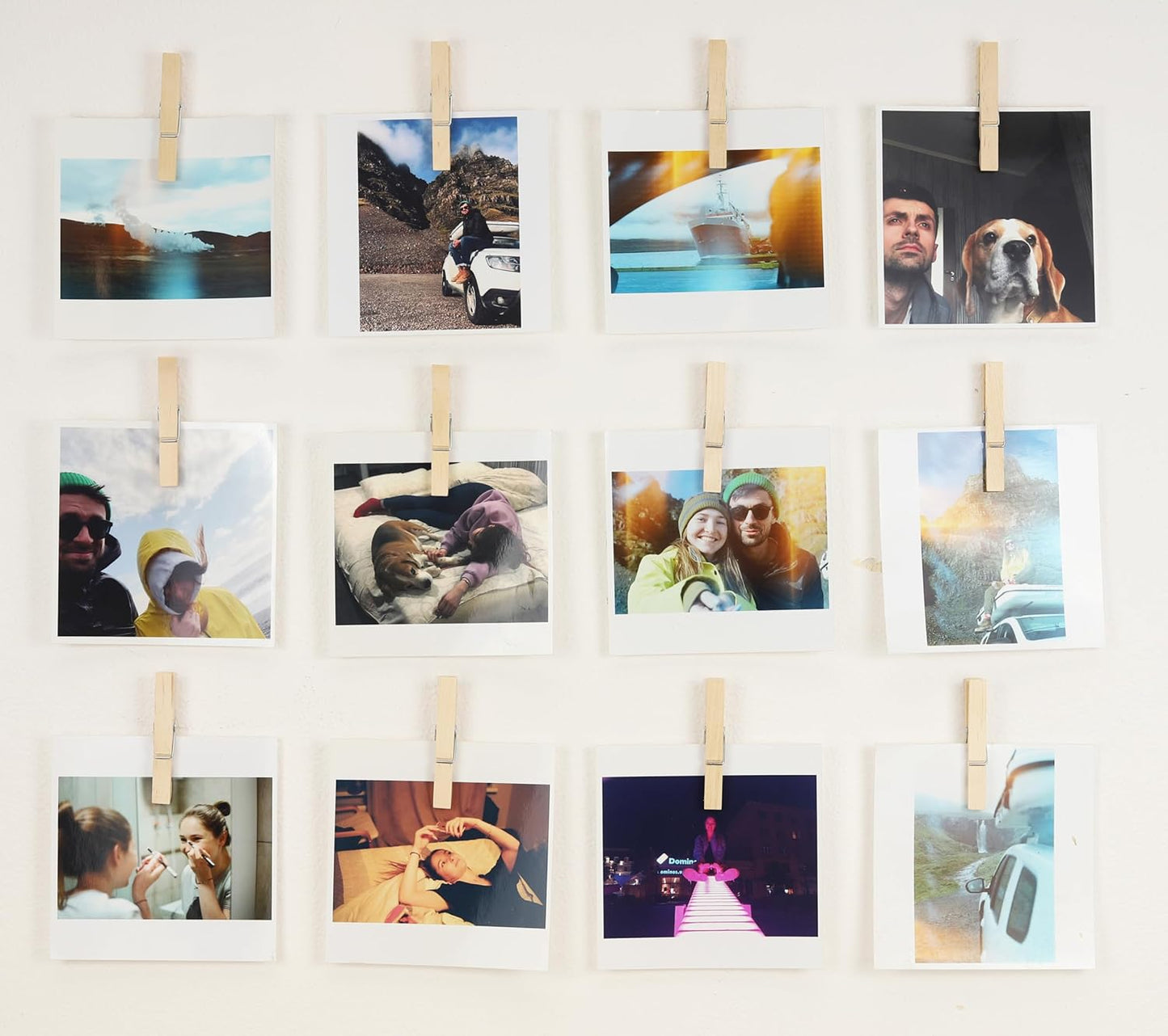 20 Pack Wood Photo Clips with Adhesive Layer 2.8'' for Wall, Art Holder, Mood Wall, Picture Holder, Poster Hanger, Dorm Room Decor, Photos Display