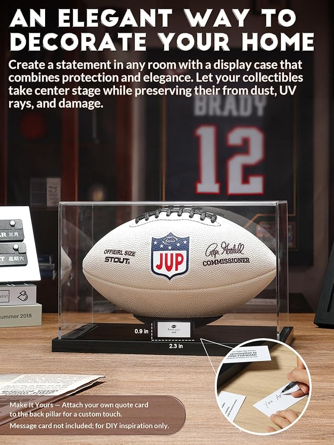 JupDec Football Display Case Full Size, Upgraded Clear Acrylic Box - Image 7
