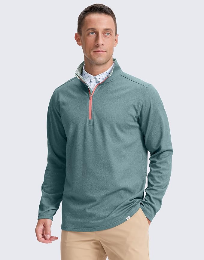 Obla Golf Quarter Zip Pullover Men Fleece Mock Neck Sweatshirt Winter Warm 1/4 - Image 2