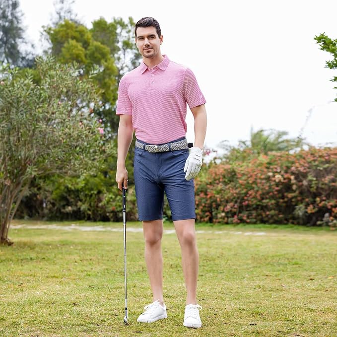 Golf Shirts for Men Dry Fit Short Sleeve Print Performance Moisture Wicking - Image 3