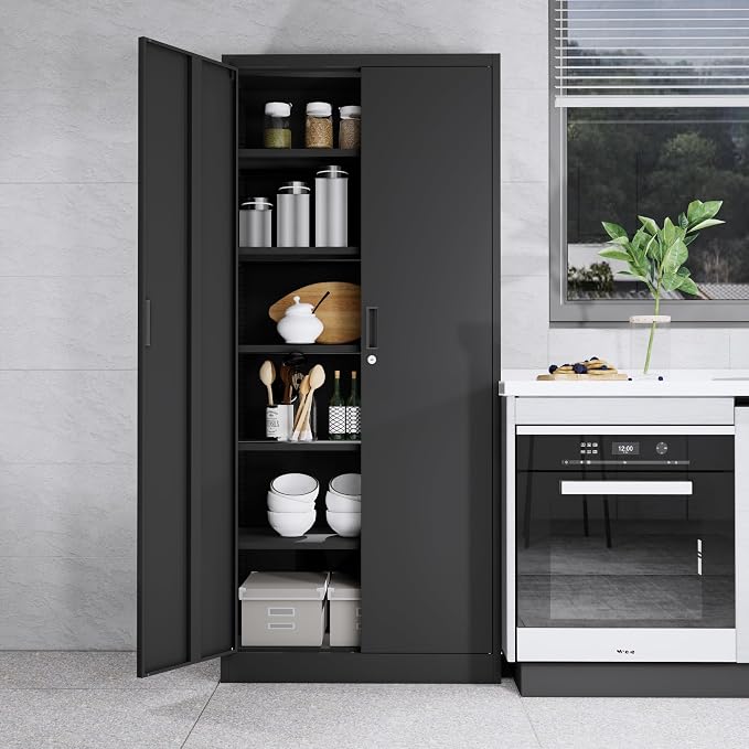 CJF Metal Storage Cabinet, Pantry-Black - Image 2