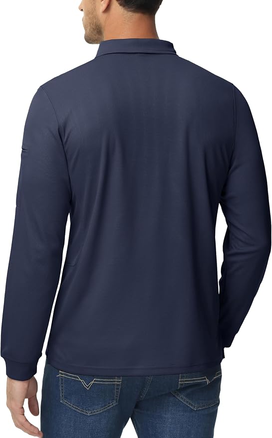 MAGCOMSEN Men's Polo Shirts 3 Button Quick Dry Performance Long Sleeve Tactical - Image 5