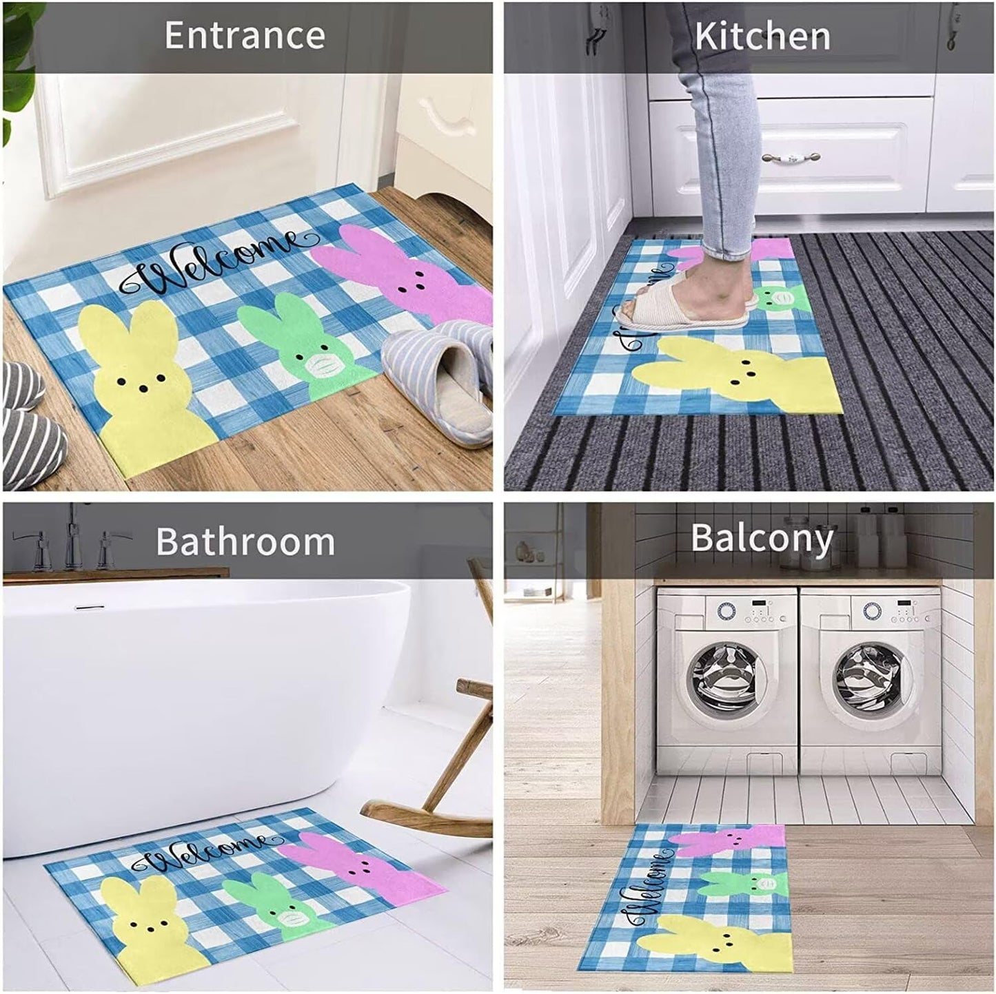 Hi I'm Mat Non Slip Rugs Soft Bath Rugs for Indoor Entrance Floor Door Mat Dries Quickly Kitchen Mat Natural Durable Easy to Maintain Bath Mat 16x24 inch