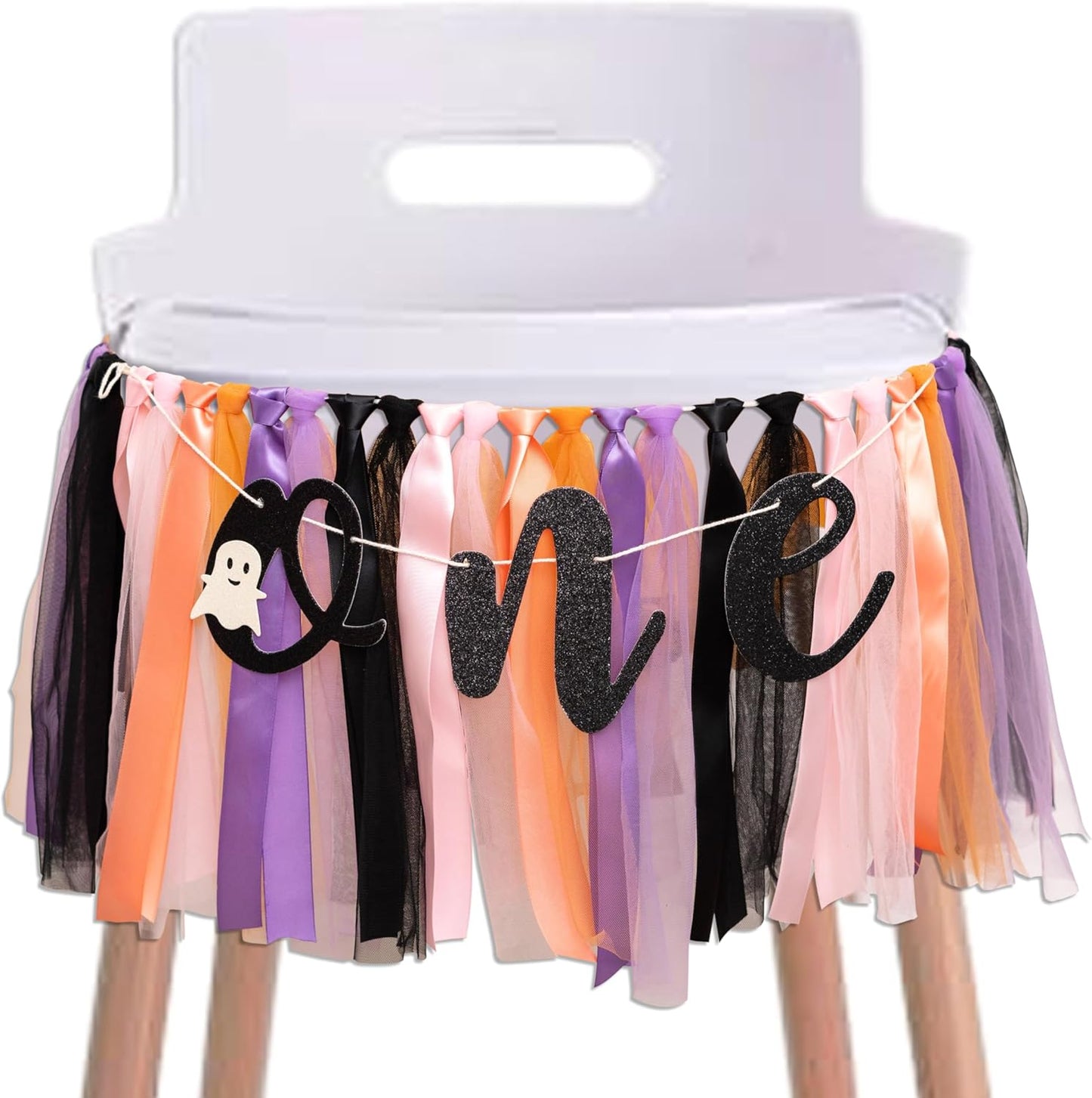 Halloween Spooky One High Chair Banner - Little Ghost Baby 1st Birthday Party Decoration Supplies, Halloween Themed Spooky Garland, Boo Ghost Sign Birthday Party Backdrop Decoration Banner