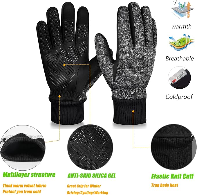 MOREOK Winter Gloves for Men/Women -10°F 3M Thinsulate Warm Touch Screen Snow - Image 2