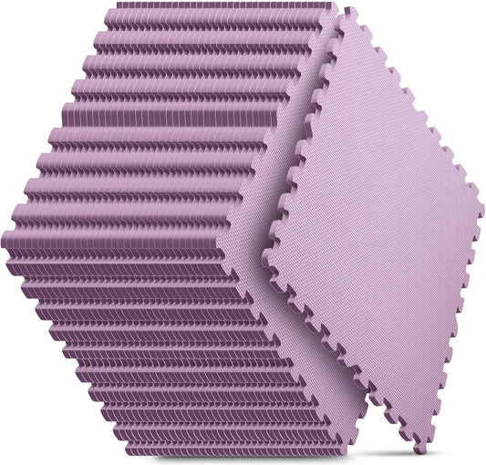 Home Gym Mat, Puzzle Exercise Mat, EVA Interlocking Foam Floor Tiles for Home Workout Equipment and Kids' Play Areas - Blue, 24 in x 24 in x ½ in - (Pink, 36 Pack (144 sq ft))