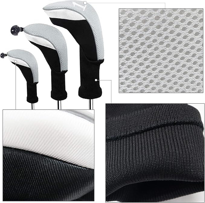 Golf Club Head Covers for Woods and Driver Hybrids Fairway Value Pack - Image 3