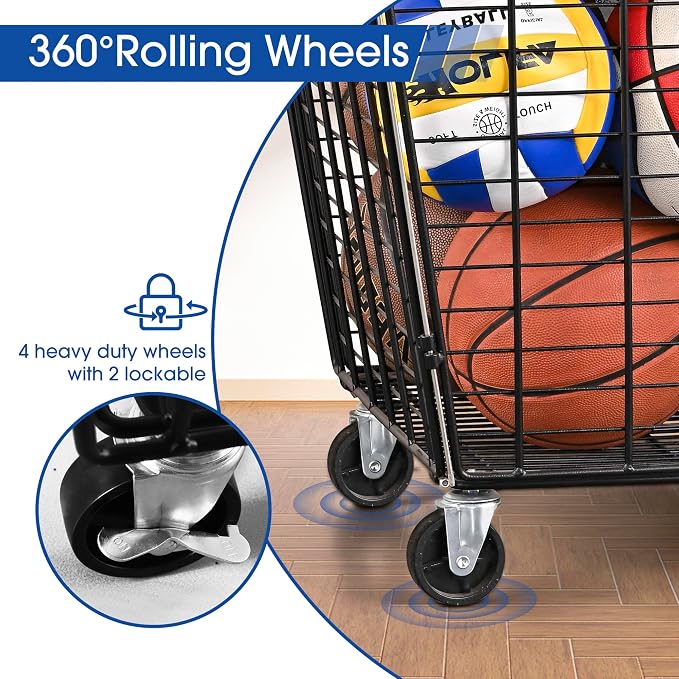 Mythinglogic Rolling Ball Storage Cart, Sports Equipment Storage Organizer - Image 4