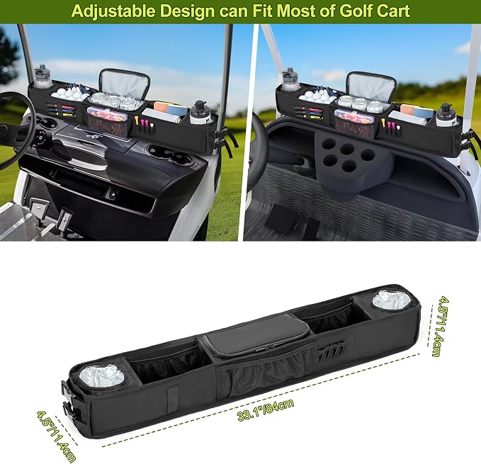 Golf Cart Storage Tray, No-Drilling Front Storage Basket Compatible - Image 5