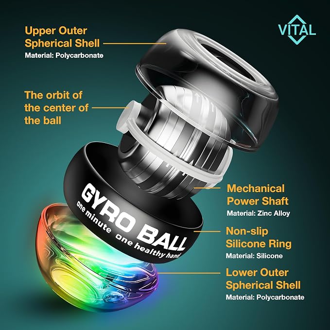 Vital Wrist Ball Exerciser Gyro Ball Hand Gyroscopic Wrist Strengthener & - Image 5