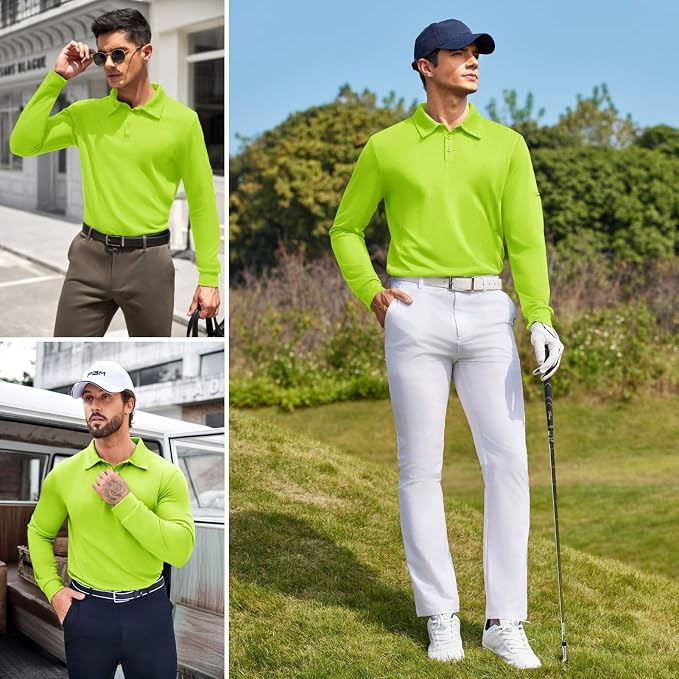 Deyeek Men's Polo Shirts Long Sleeve Golf Polo Shirts - Image 5